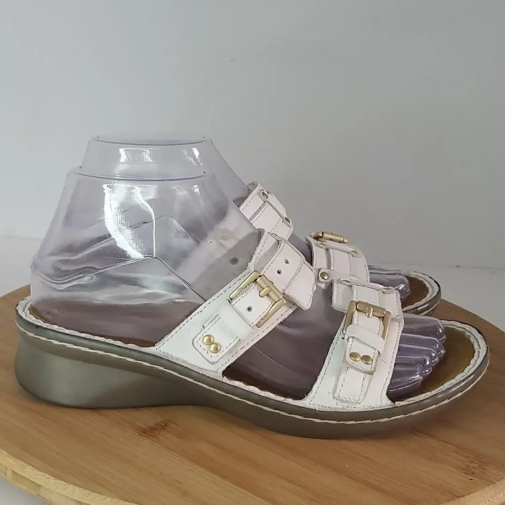 NAOT Karaoke Slip on White Leather Slide Sandals Women's Shoe Size EU 37